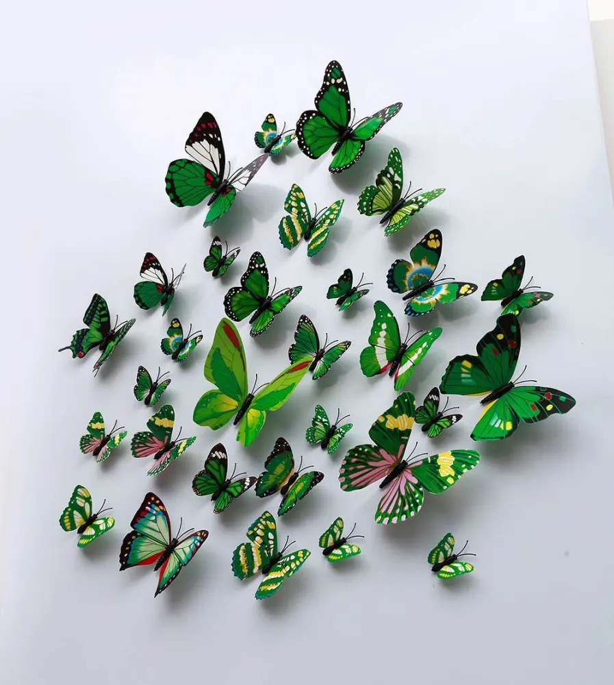 Color Green 3D Stereo Simulation Butterfly Magnetic