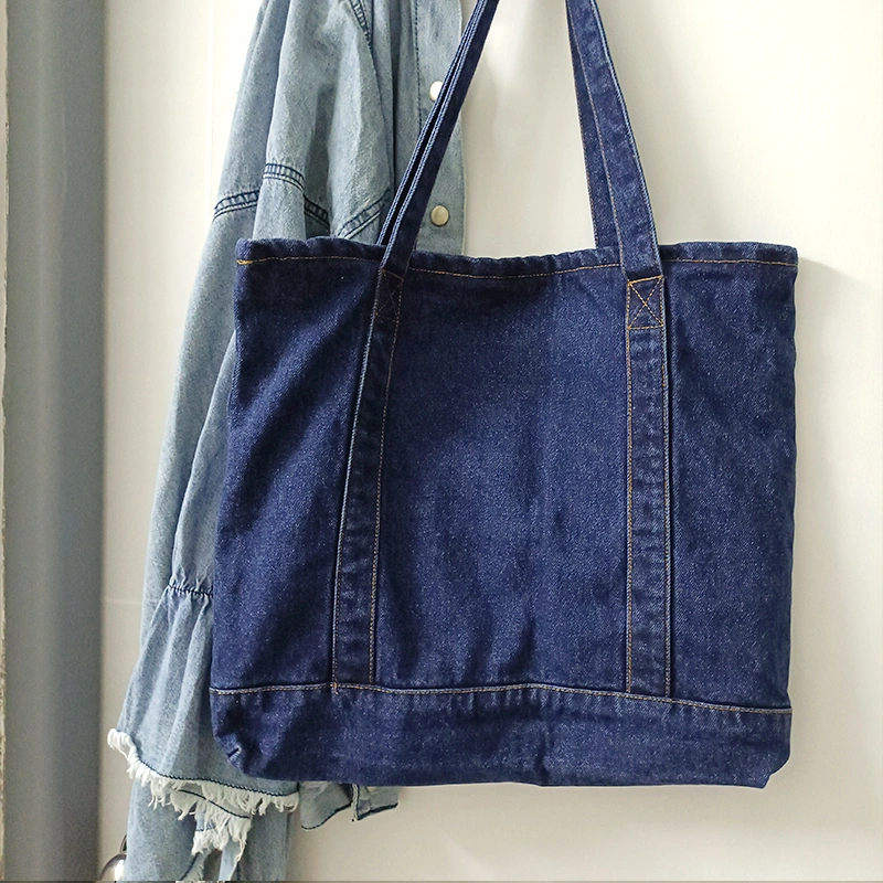 Japanese Simple Retro Denim Blue Canvas Bag