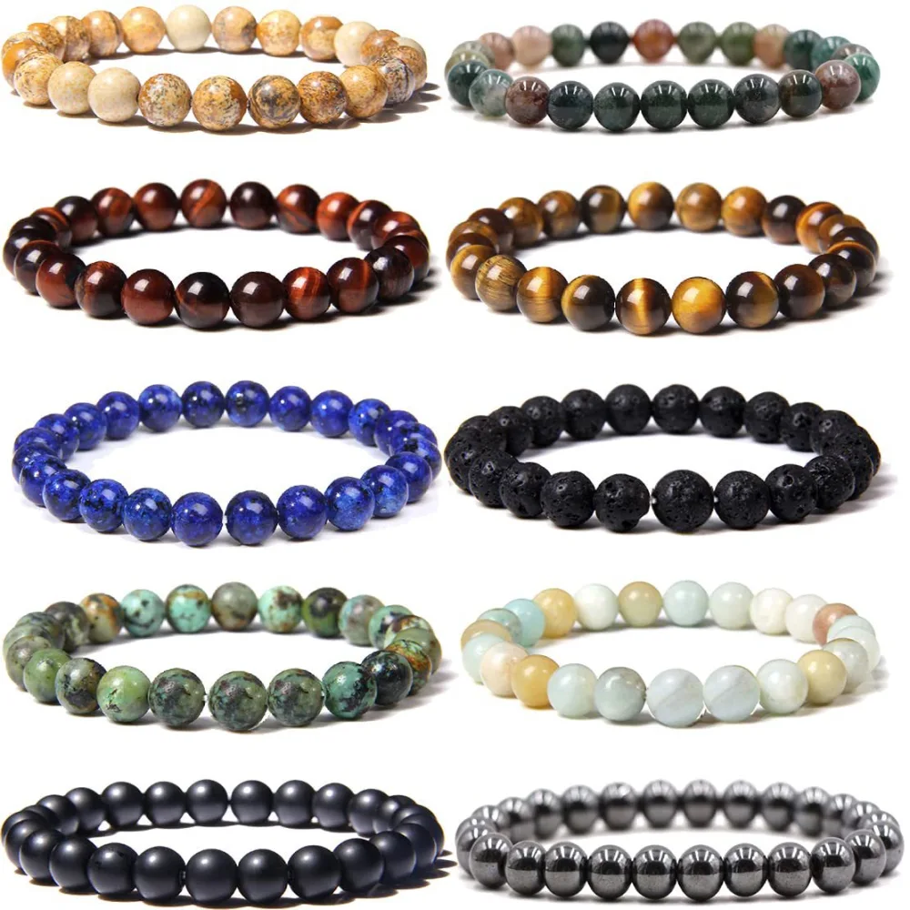 8mm Tigereye Iron Ore Men's And Women's Outdoor Yoga Stretch Bracelet Beads Agate Bracelet