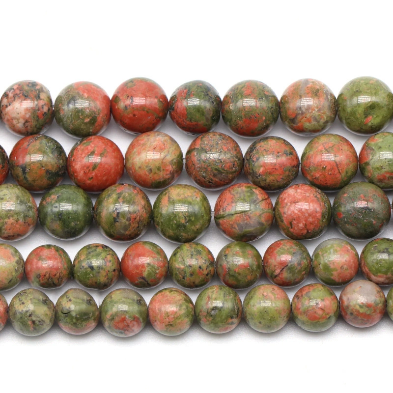 Natural Olive Green Round Beads Semi-finished Loose Beads Bracelet Necklace Accessories Natural Stone Beads