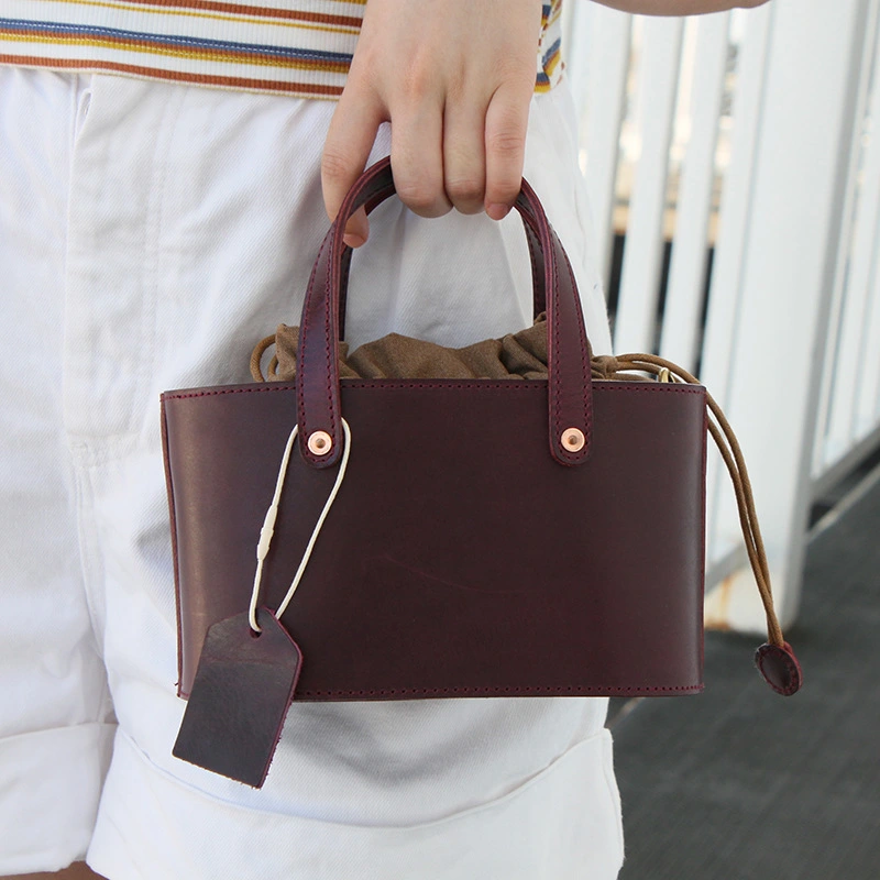 First Layer Vegetable Tanned Cow Skin Vegetable Basket Bag