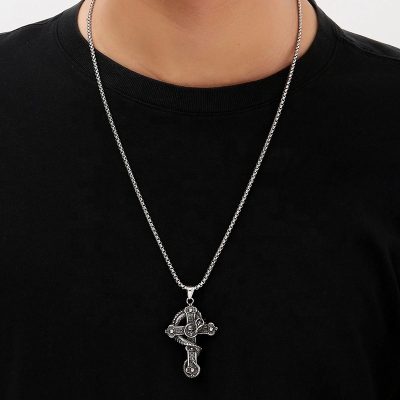 Vintage Stainless Steel Cross Pendant Necklace