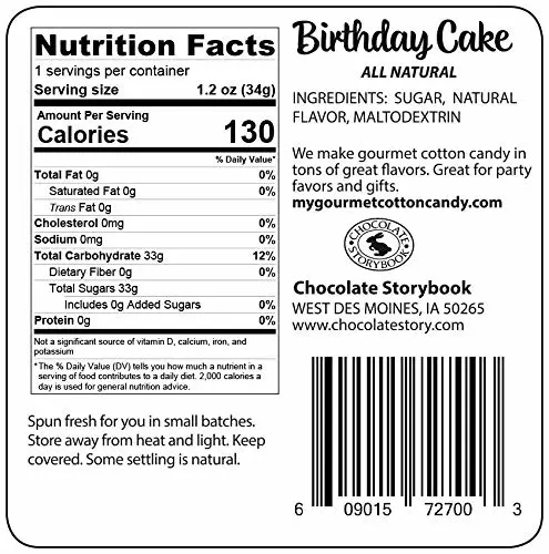 Birthday Cake Gourmet Flavored Cotton Candy (2 Pack) – Unique Idea for Holidays, Birthdays, Gag Gifts, Party Favors