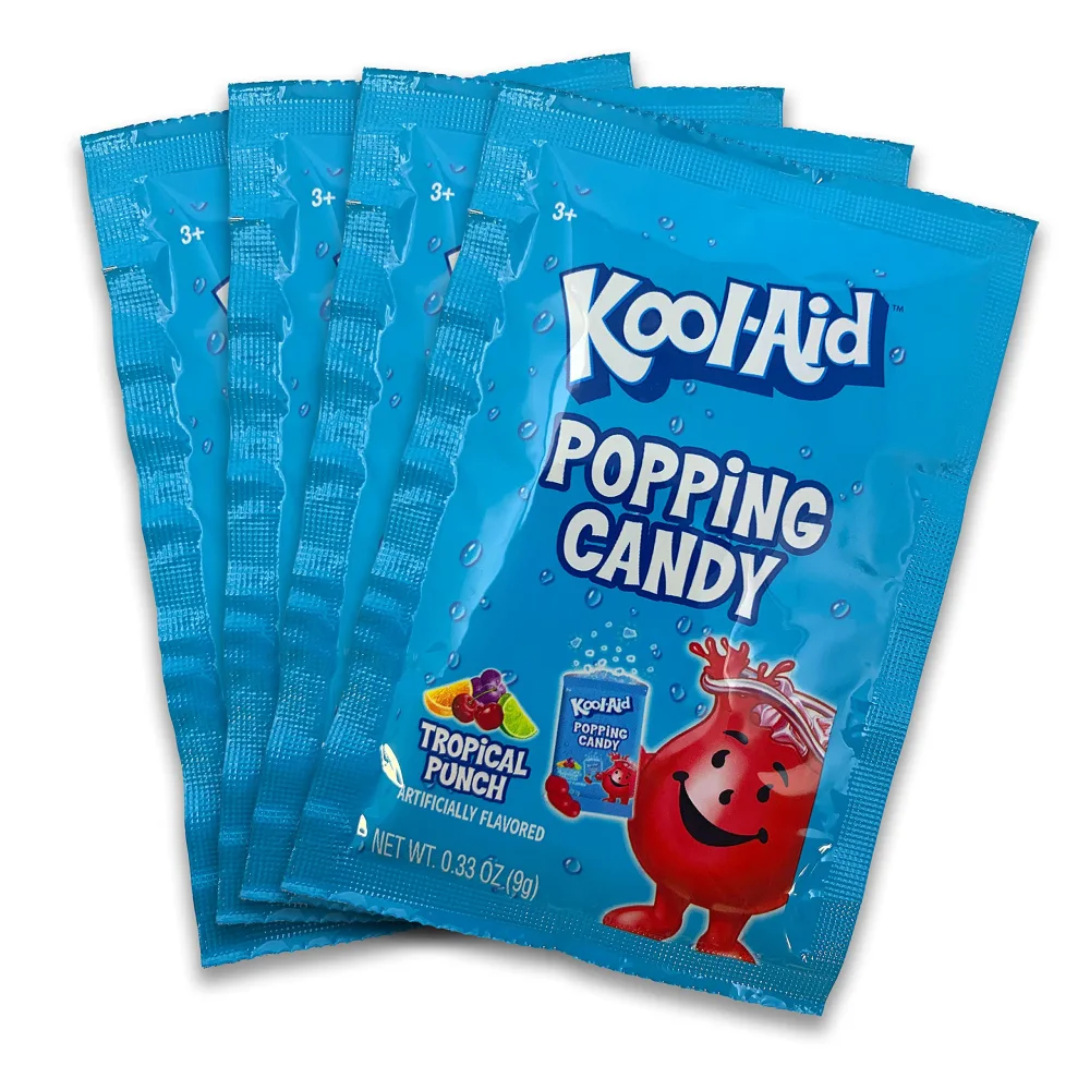 UpTop Treats Tropical Punch Kool-Aid Popping Rock Candy | 4 Pack of - Classic Take on a Fun Novelty Includes Individual Pouches Rocks (0.33oz Each)