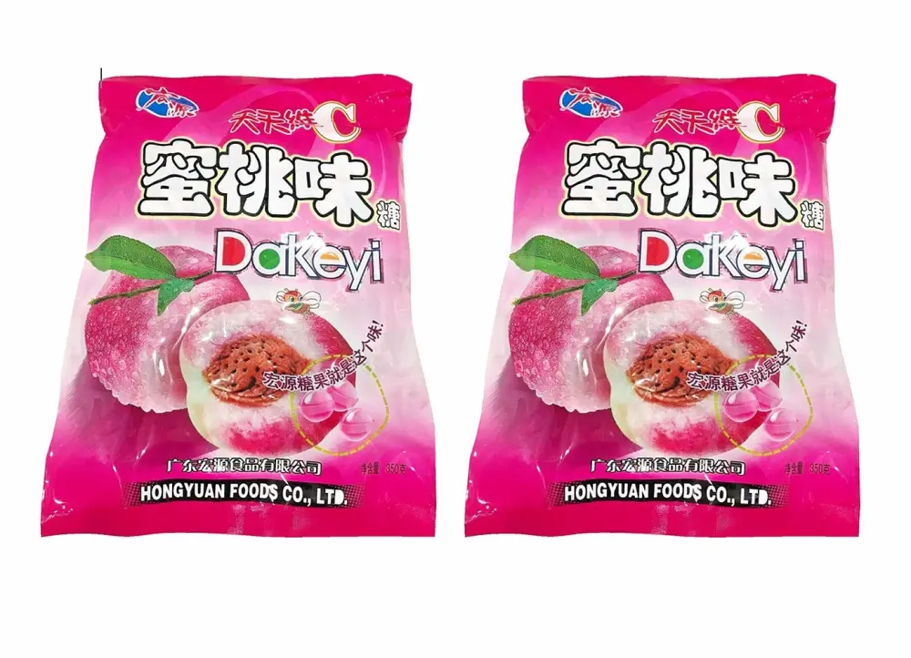 Hongyuan Dakeyi Peach Flavoured Hard Candy 350g, 2 Pack