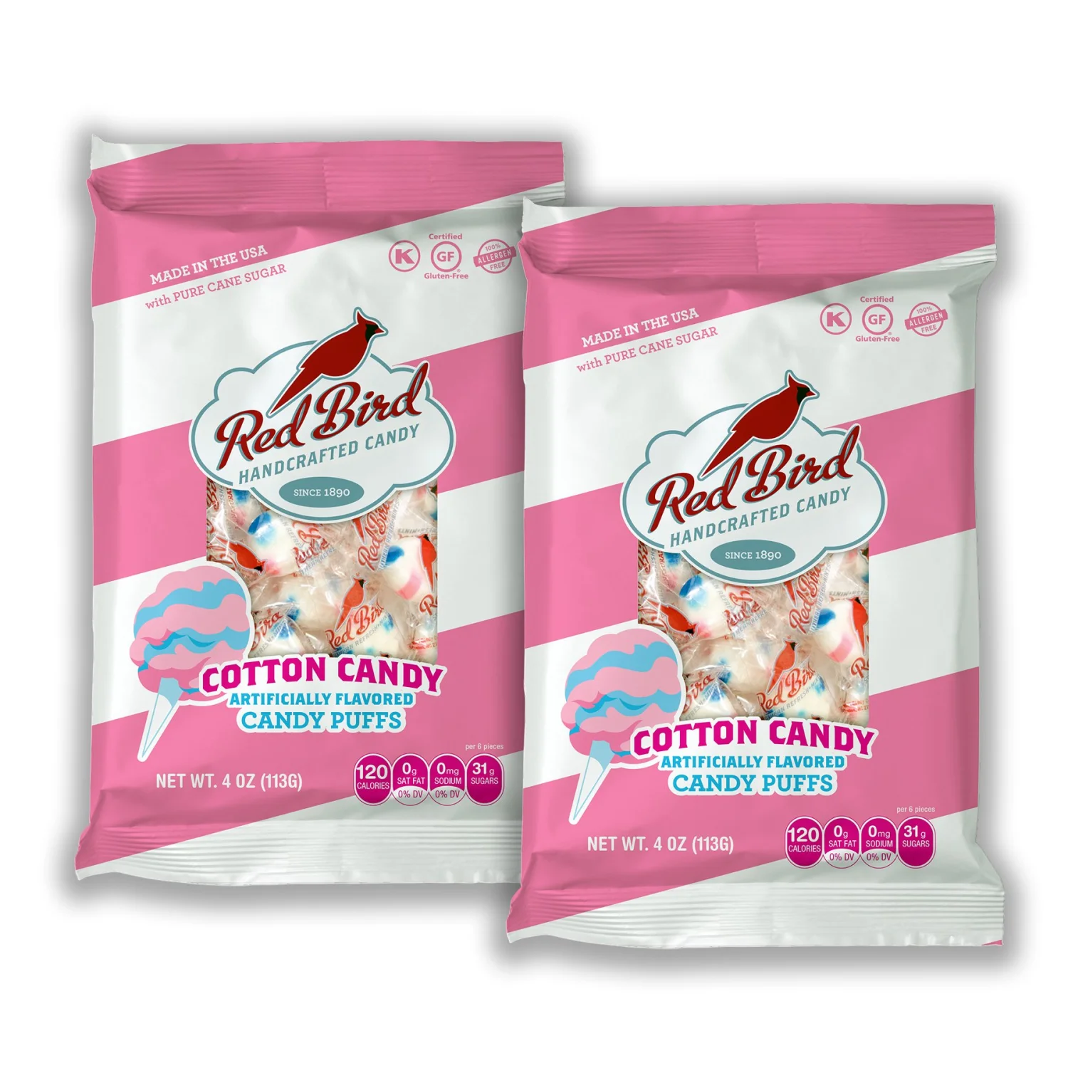 Cotton Candy Puffs, Bundle 2 bags (4 oz each)