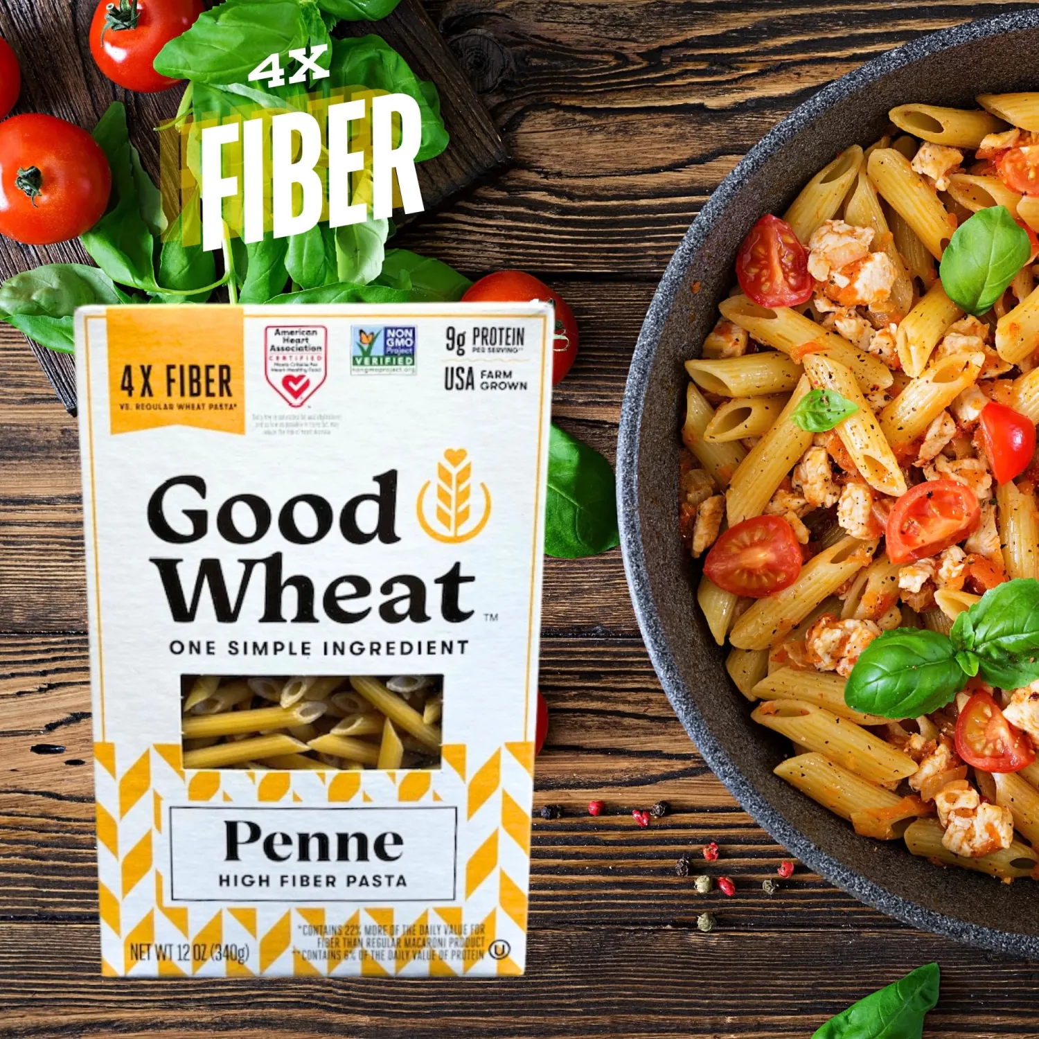 GoodWheat Pasta Penne - 12oz Per Box [Pack of 3]