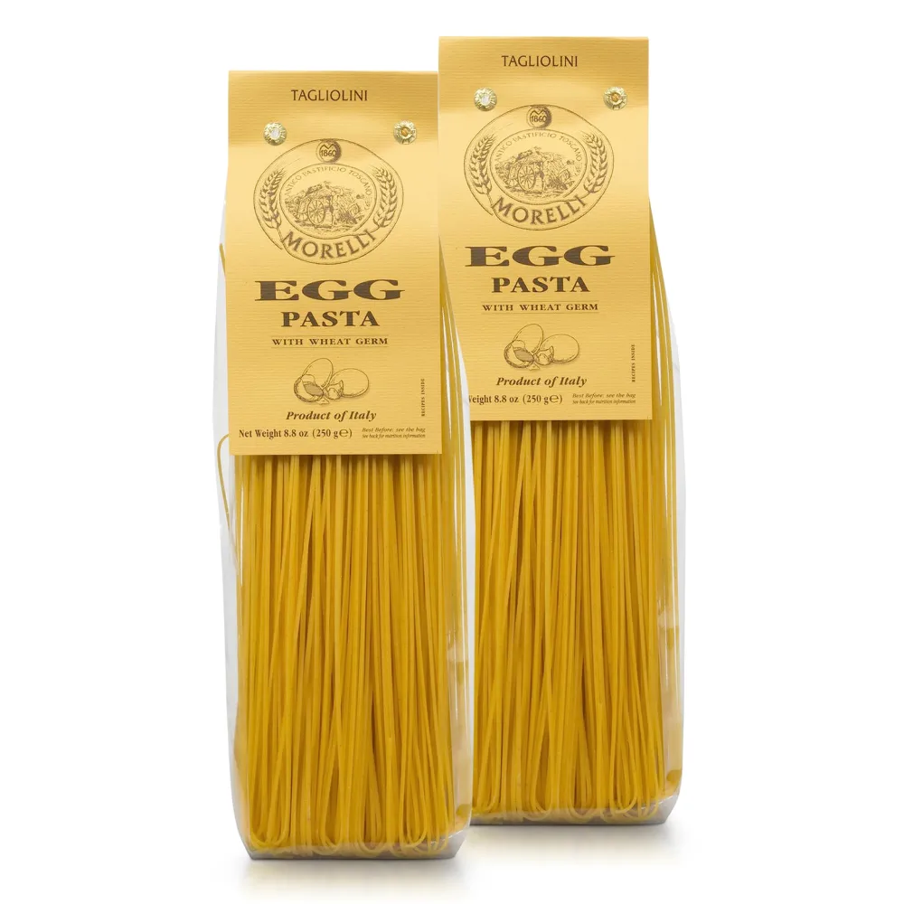 Morelli Pasta Egg Tagliolini Italian Pasta -Gourmet Pasta - Handmade in Small Batches - Imported Italian Pasta Noodles - Durum Wheat Semolina Pasta - 8.8 Oz / 250gr (Pack of 2)