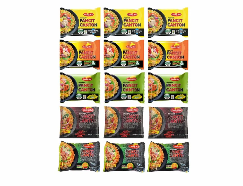 Lucky Me! Instant Pancit Canton Assorted 15 Pack (Kalamansi, Sweet & Spicy, Original, Chilimansi and Hot Chilli)