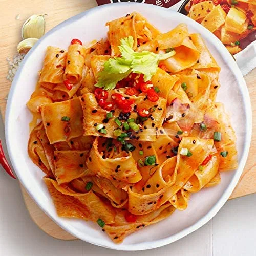Sichuan Specialty Super Spicy Noodles, Sour Spicy Wide Instant Noodles, Non-Fried Red Oil Noodles Served with Sour Spicy Sauce (Pack of 4) (14.8)