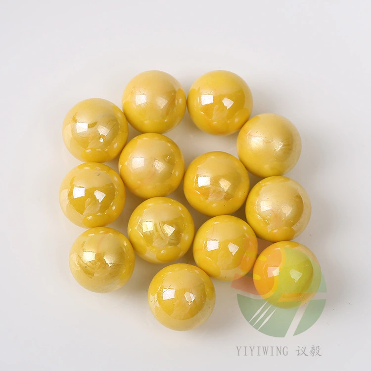 20 PCspack 16mm Porcelain Yellow Solid Glass Marbles