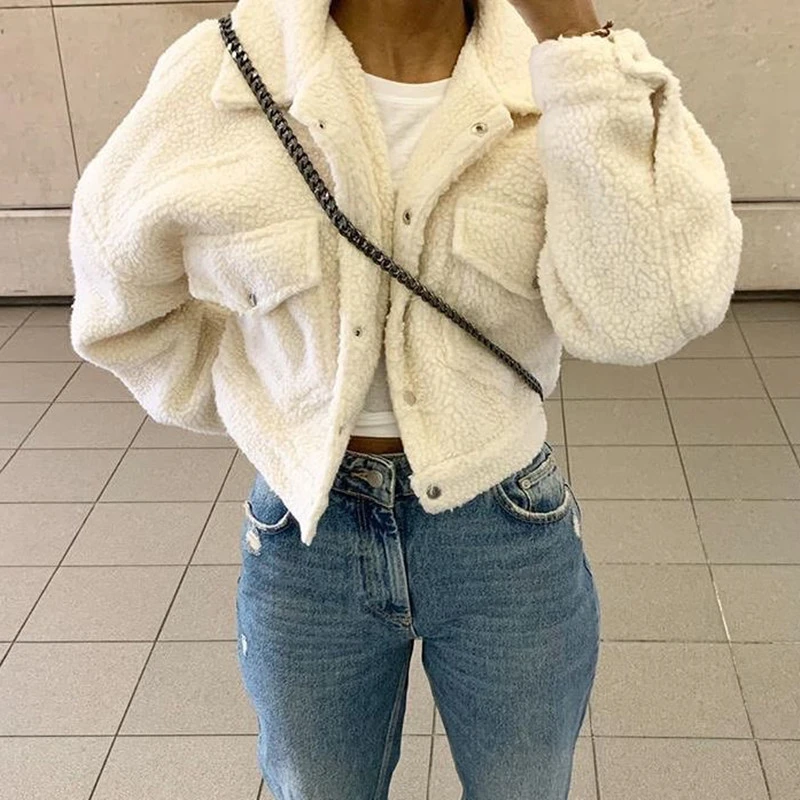 Lamb wool coat women