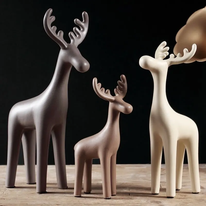 Modern And Simple Macaron Ceramic Deer Nordic Ornaments