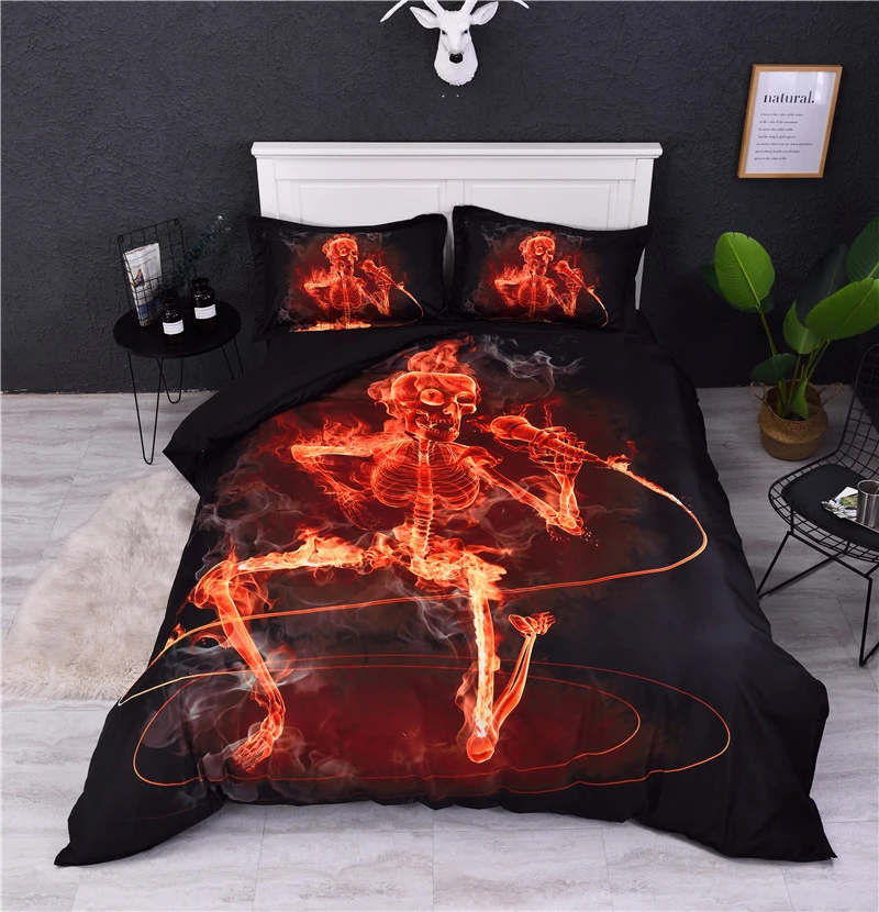 3D Printing European And American Style Skull Four-piece Three-piece Quilt Cover