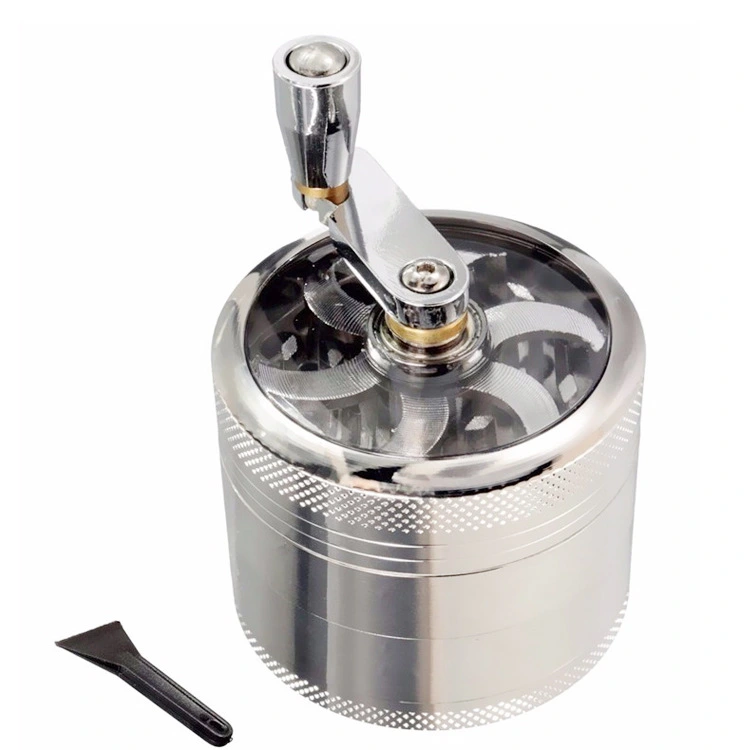 Hand Crank Diameter 55mm Four-layer Zinc Alloy Metal Grinder Cigarette Breaker Smoking Set