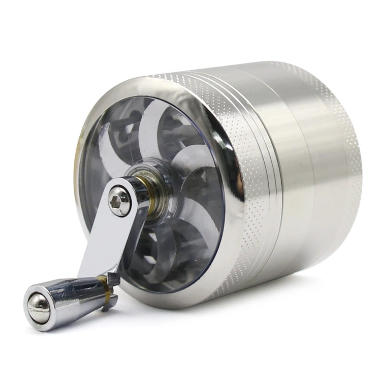 Hand Crank Diameter 55mm Four-layer Zinc Alloy Metal Grinder Cigarette Breaker Smoking Set