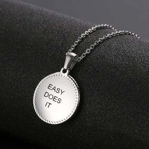 EASY DOES IT Steel Disc Pendant