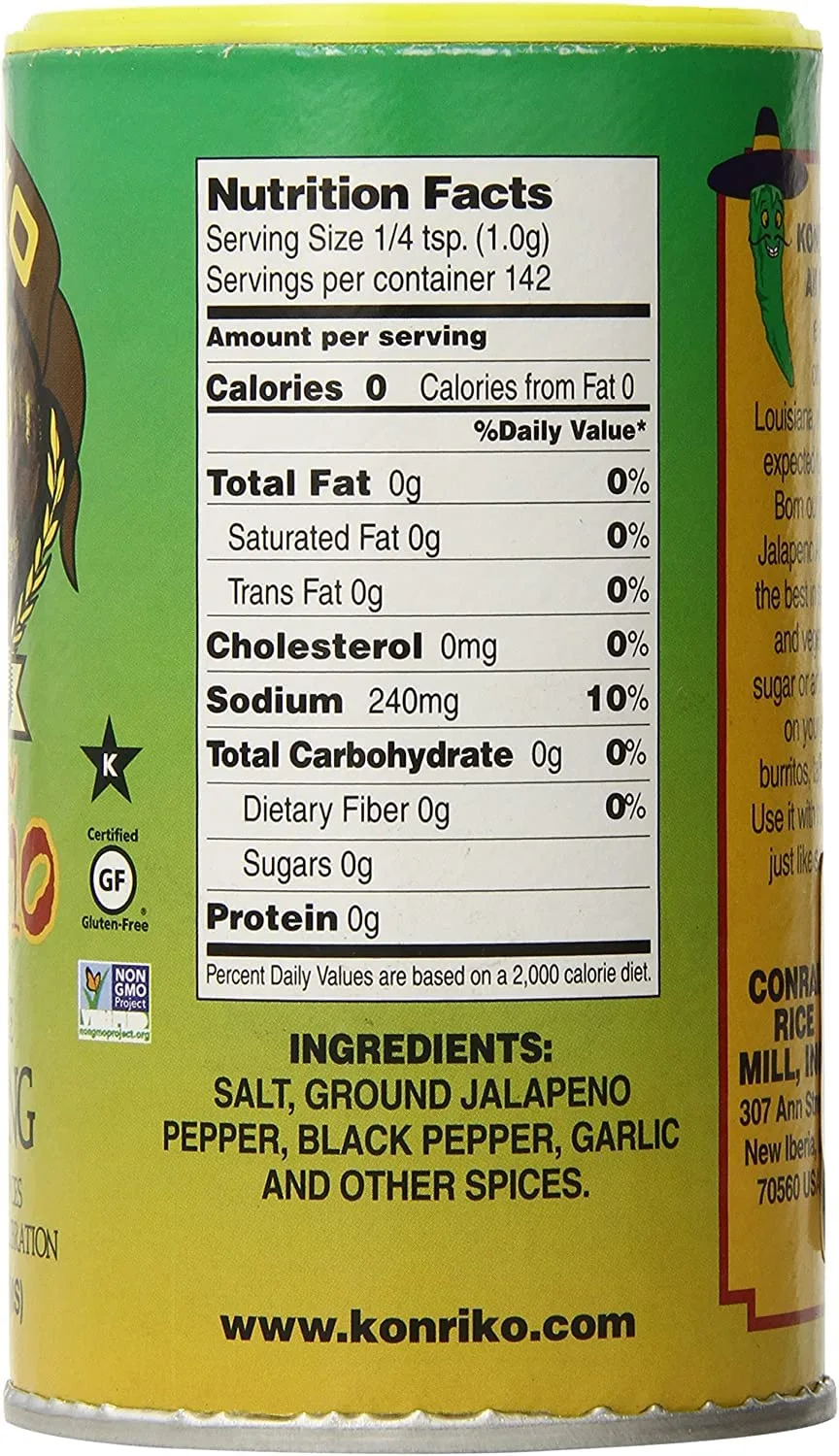 Konriko - Jalapeno All Purpose Seasoning 5 oz (Pack of 3) - Wheat Free - Gluten Free - No MSG