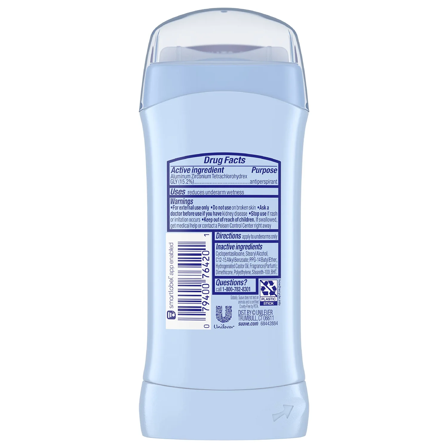 Suave Deodorant Antiperspirant & Deodorant Stick 48-hour Odor and Wetness Protection Fresh Deodorant for Women 2.6 oz