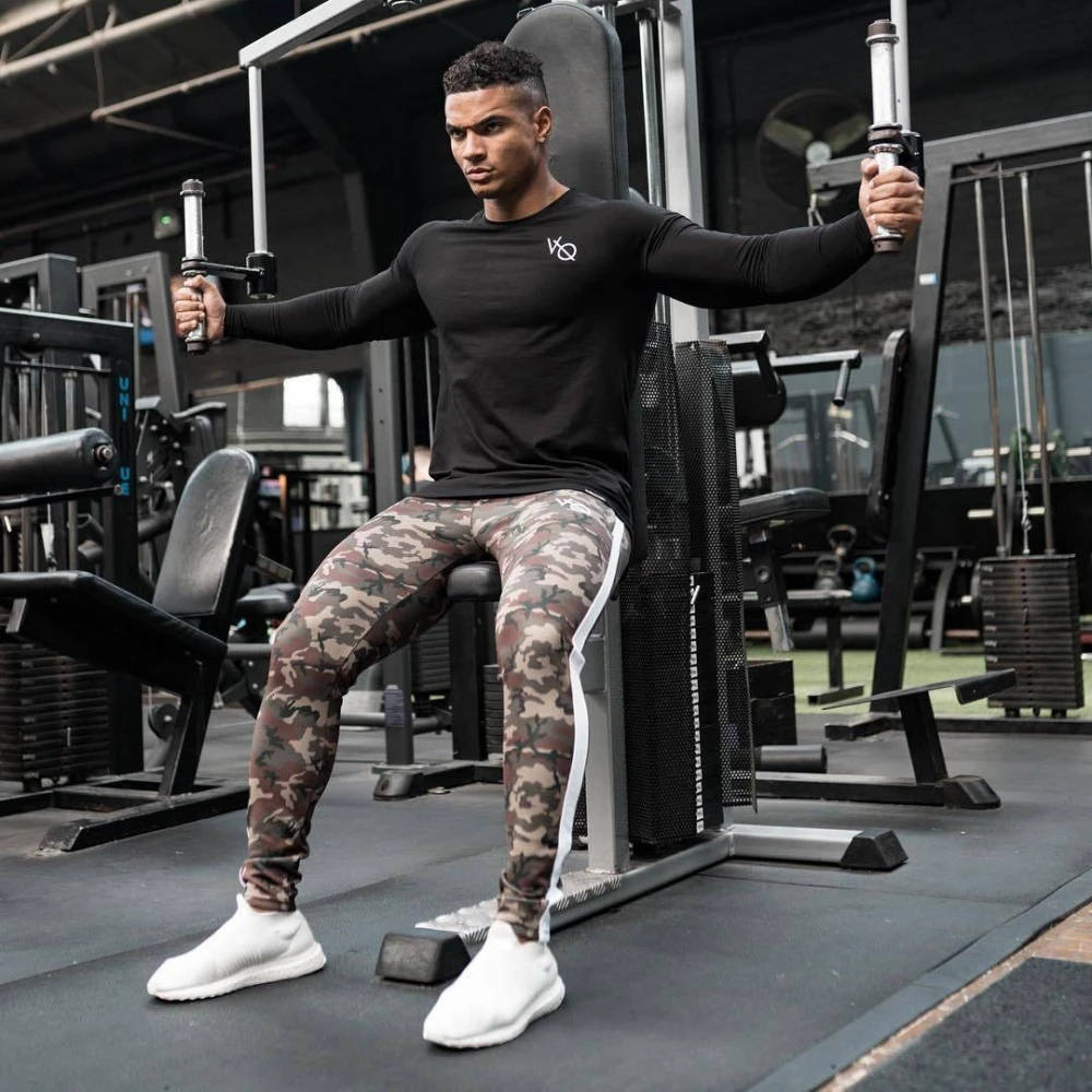 Stretch Side Stripe Camouflage Workout Training Pants