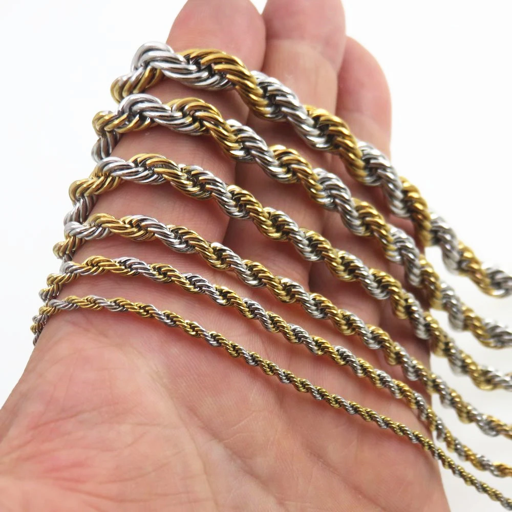 Stainless Steel Gold Twist Chain