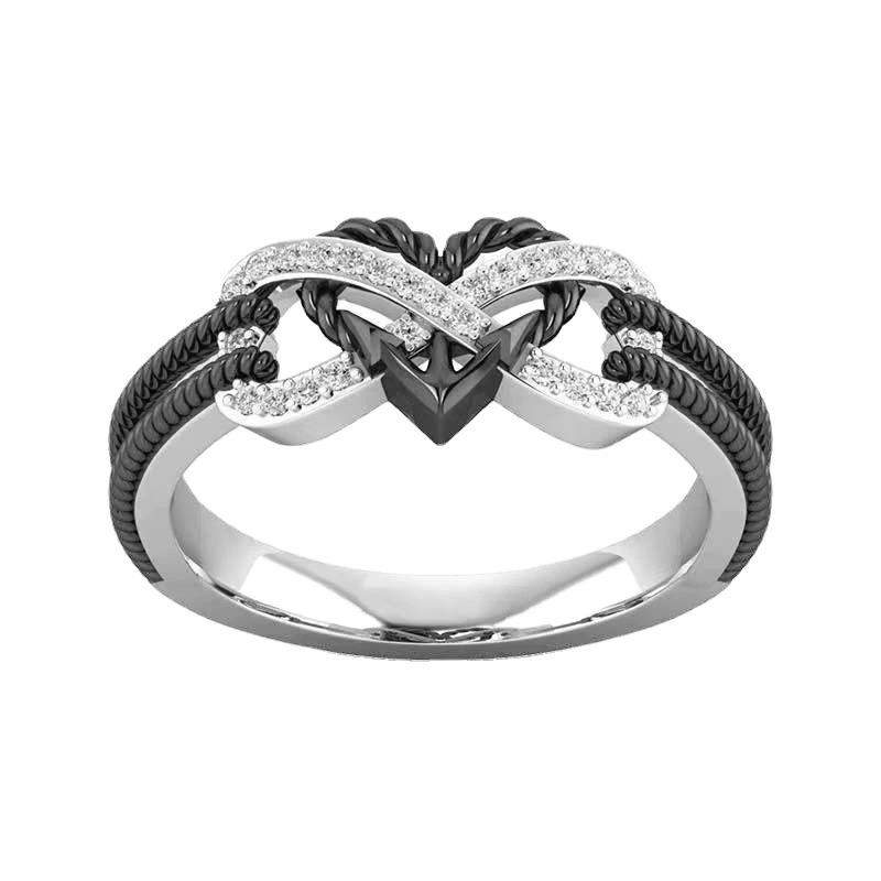 Rose Two-color Cross Love Girl Ring