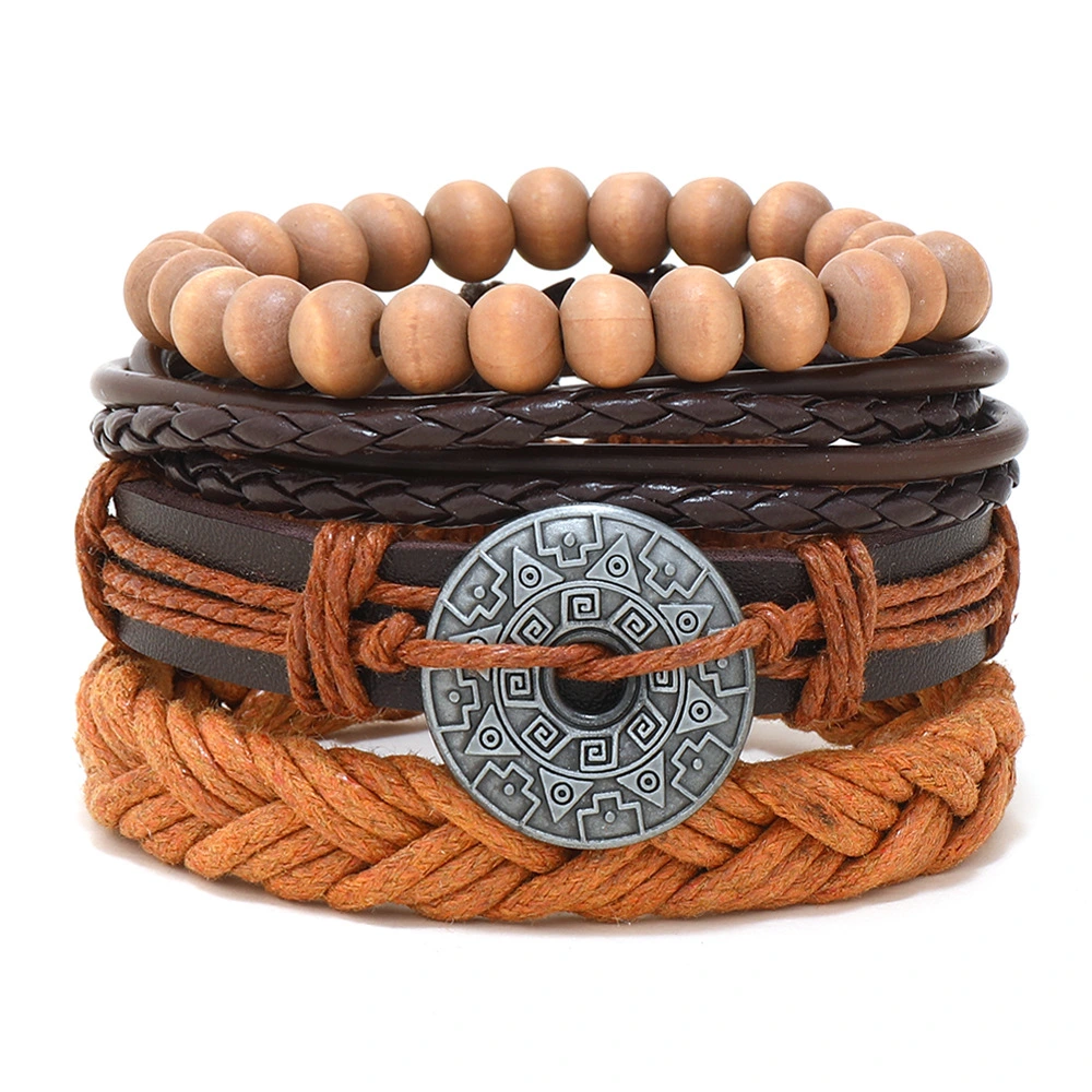 Mens Fashion Casual Multi-layer Leather Bracelet