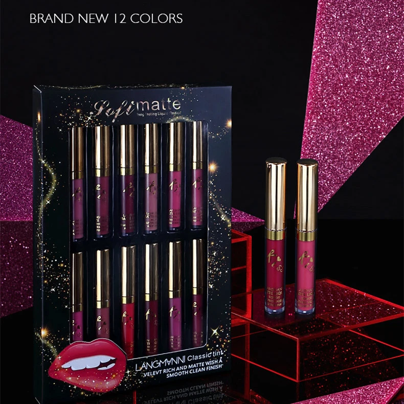 12 Colors Matte Lip Gloss Set Matte Lasting Matte Lip Gloss Gift Box