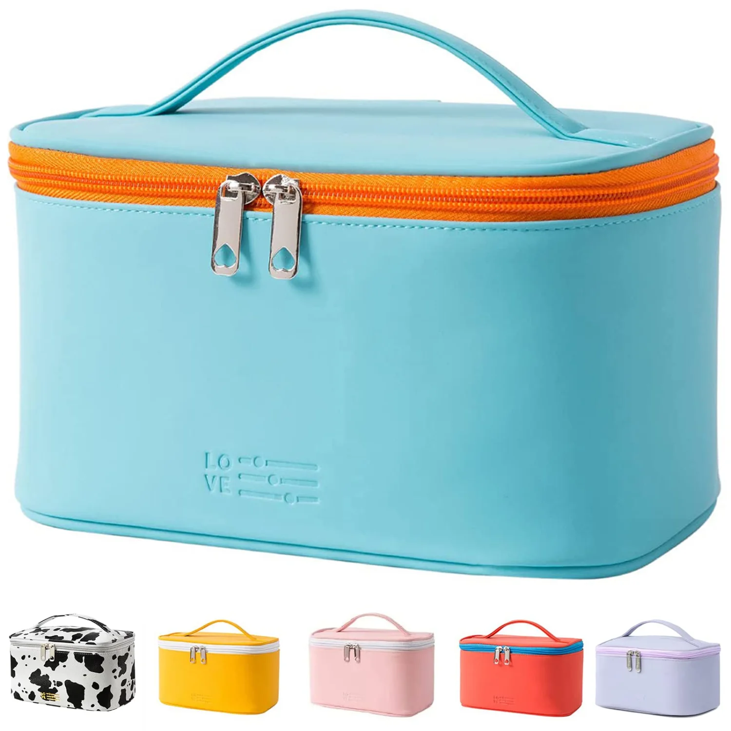 KITENROM Portable Makeup Bag Cosmetic Bags for Women Medium Pouch Cute Purse Make Up Organization Waterproof (Blue)