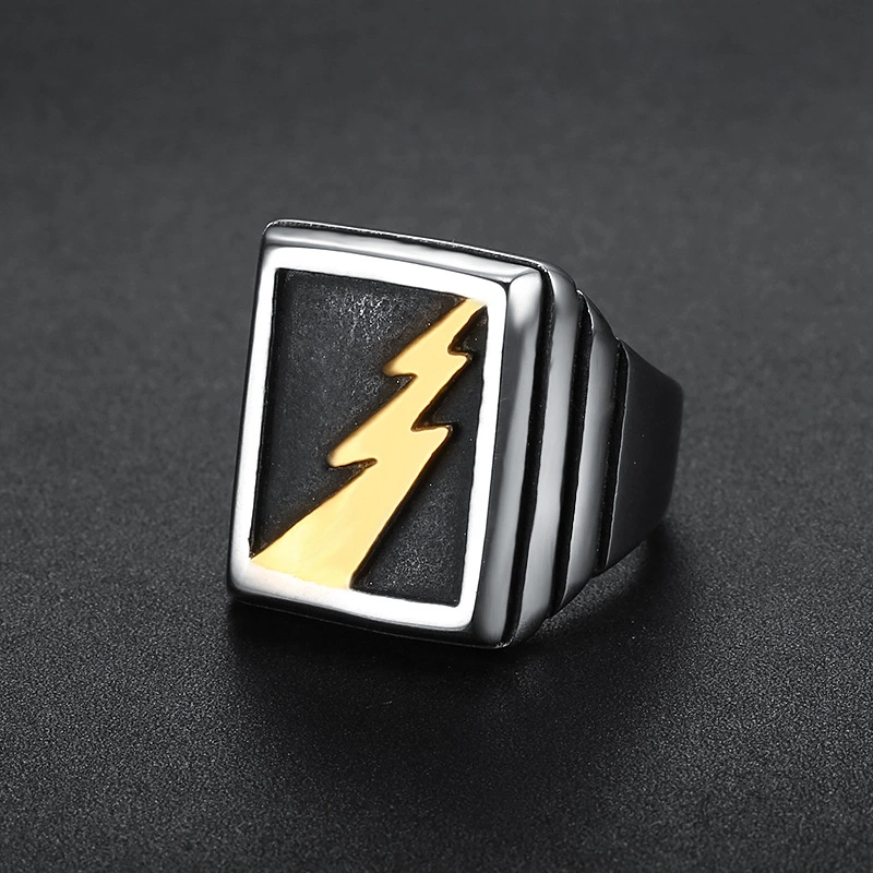 Personality Exaggerated Men's Lightning Ring Stainless Steel