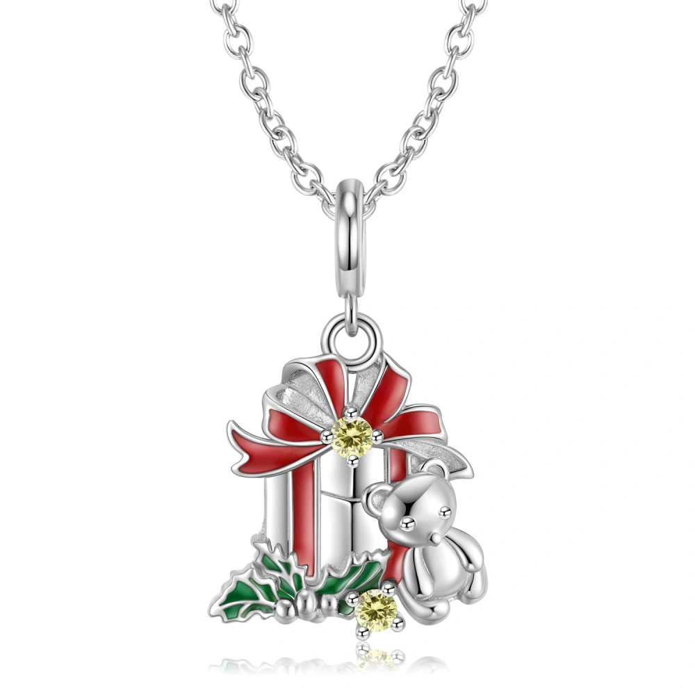 925 Sterling Silver Bear Bell Necklace Fashion Christmas Jewelry