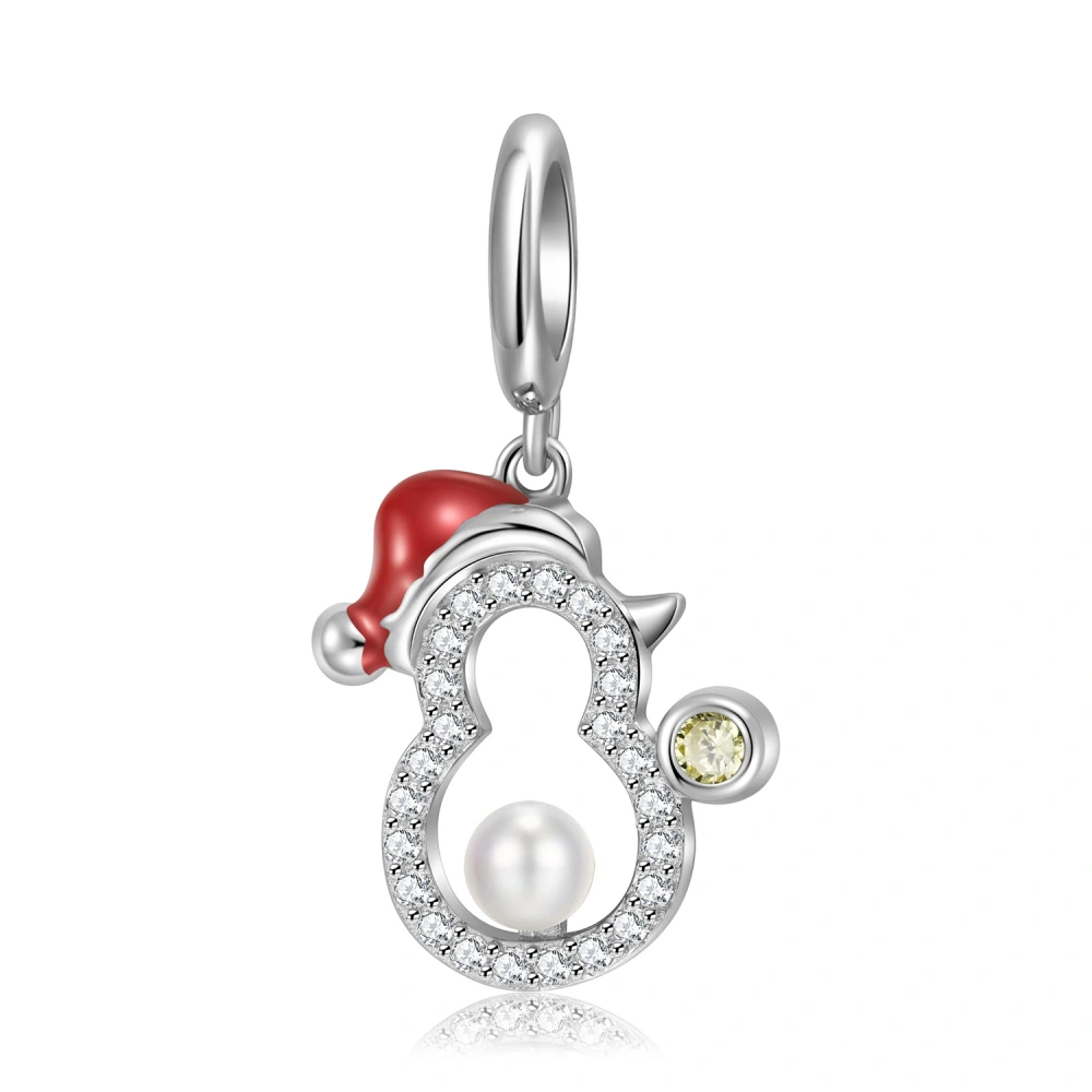 Simple Christmas Snowman Pendant S925 Sterling Silver Hollow Zirconium Necklace Bracelet Diy Accessories