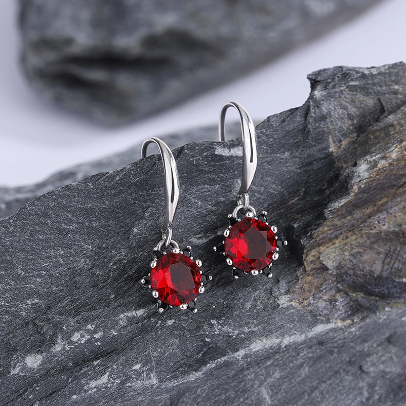 Bright Red Sunflower Earrings Exquisite Earrings S925 Sterling Silver