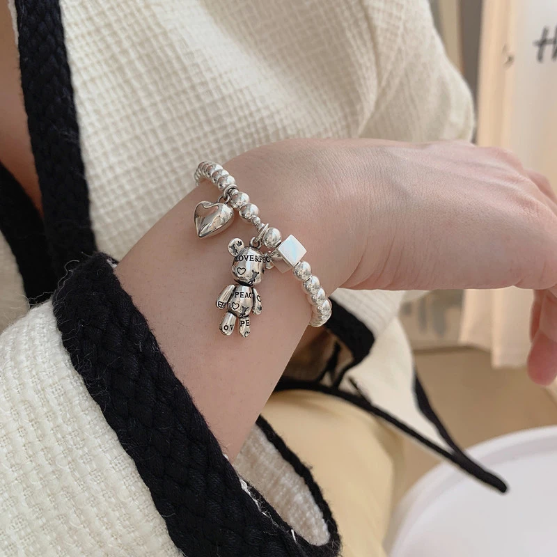 Letter Bear Bracelet Women Retro Fashion