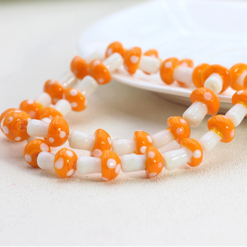 Sweet Glaze Mushroom Straight Hole Spacer Beads