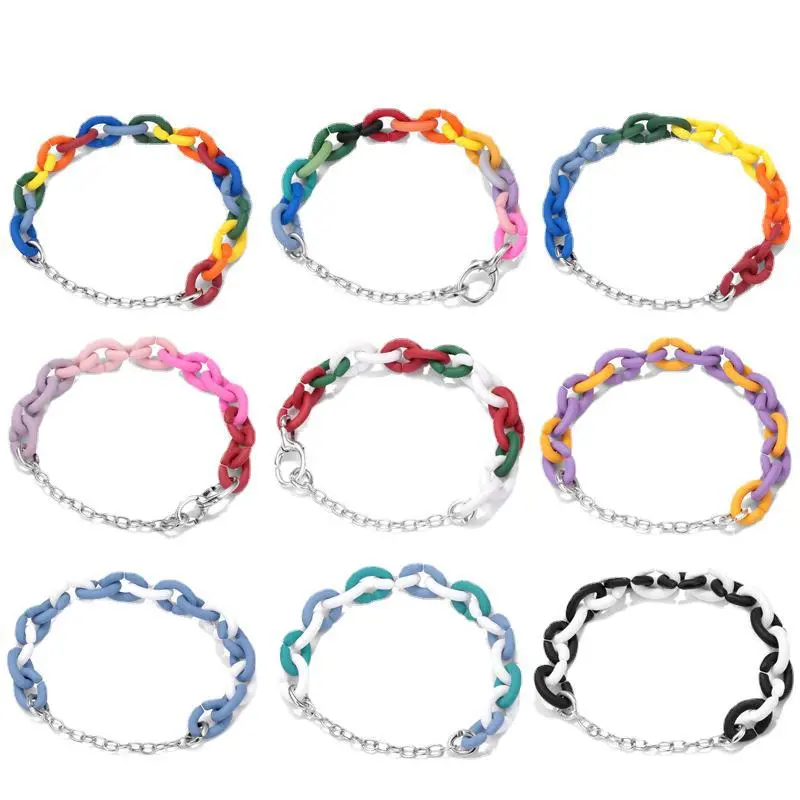 Color Ins Wind Basic Beads X Bracelet DiyS925 Sterling Silver Accessories Hard Rubber Buckle