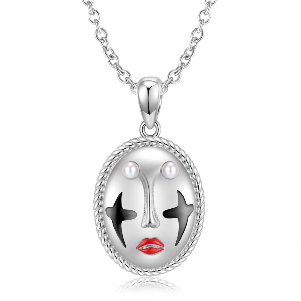 Original Design Clown Mask Necklace Grotesque Small Crowd Design Sense Halloween 925 Sterling Silver Diy Bracelet Accessories