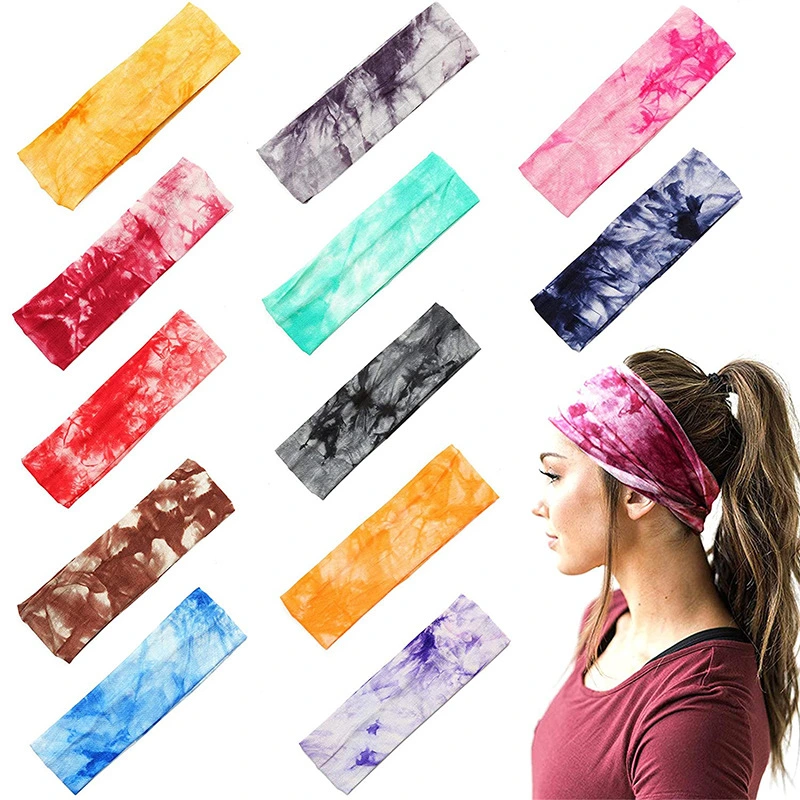 Tie-dye Sports Sweat-absorbent Hair Band Pure Cotton Printed Headband