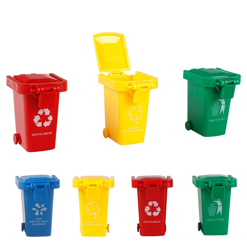 Children's Mini Garbage Sorting Flip-top With Wheels Trash Can