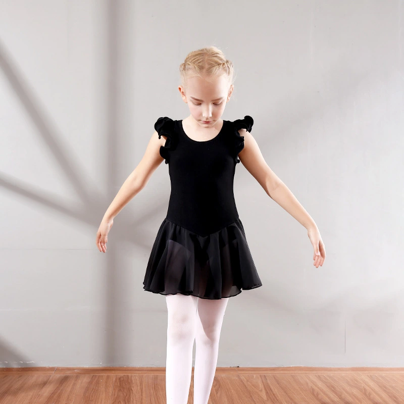 Children Dance Exercise Clothing Autumn And Winter Flounced Sleeve Ballet Clothes Children's Chiffon Dancing Dress Dance Performance Clothing