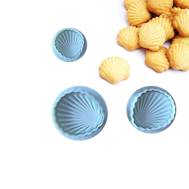 3PCs Shell Fondant Embossed Mold Plastic Spring Cake Decoration Mold