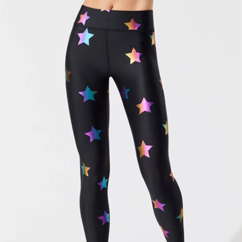 Women's Fashion Sports Colorful Five-pointed Star Print Bottoming Pants