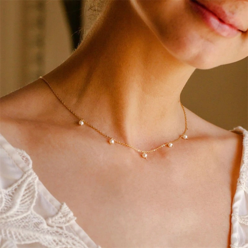 Japanese And Korean Minimalist Stainless Steel Pearl Necklace