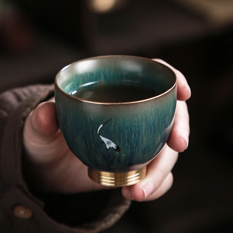 Coarse Ceramic Kiln Transforms Into Colorful Bronze Bottom Vintage Tea Cup