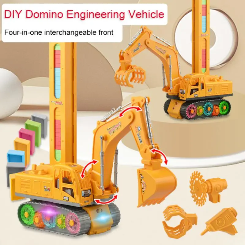 Children's Electric Domino Car Automatic Licensing DIY With Lights