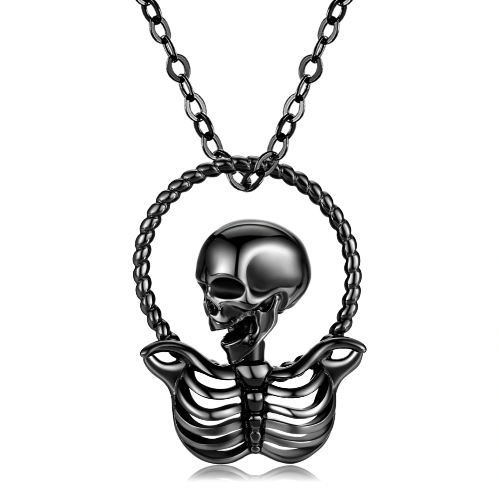 Original Skull GOD Pendant 925 Sterling Silver Electroplated Black Gold Necklace