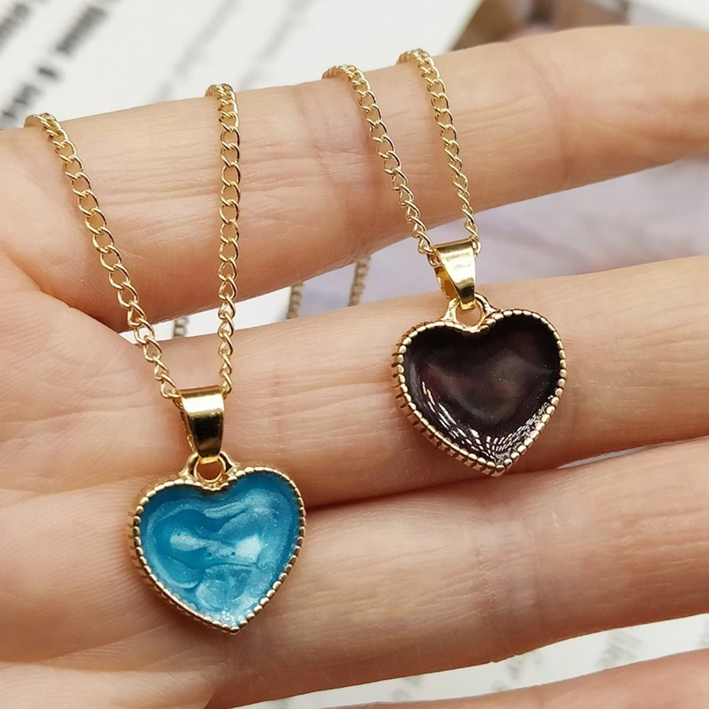 Romantic Sweet Cute Colorful Heart Pendant Chain