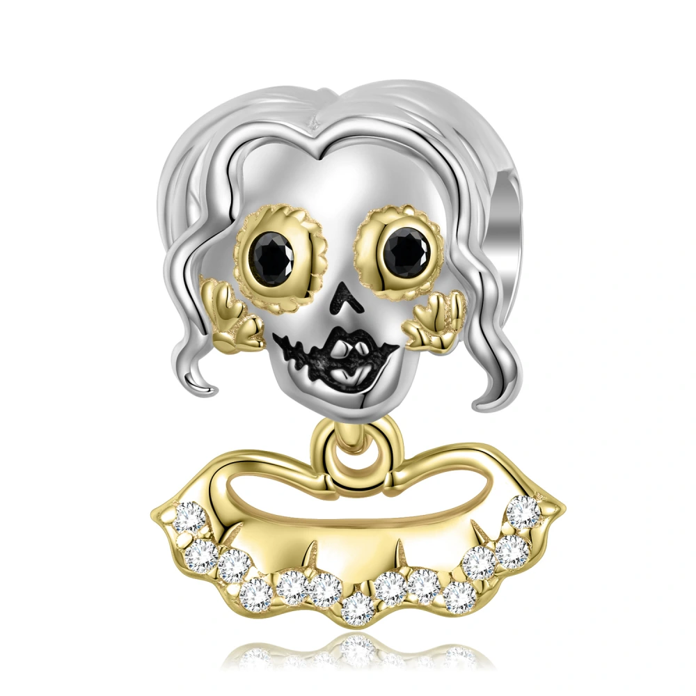 Original Skull Lady Beads Gold-plated Fashion Personality Diy Beads 925 Silver Jewelry