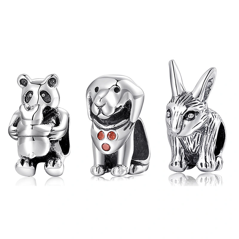 S925 Sterling Silver Beads Creative Animal Series Beads DIY Bracelet Accessories