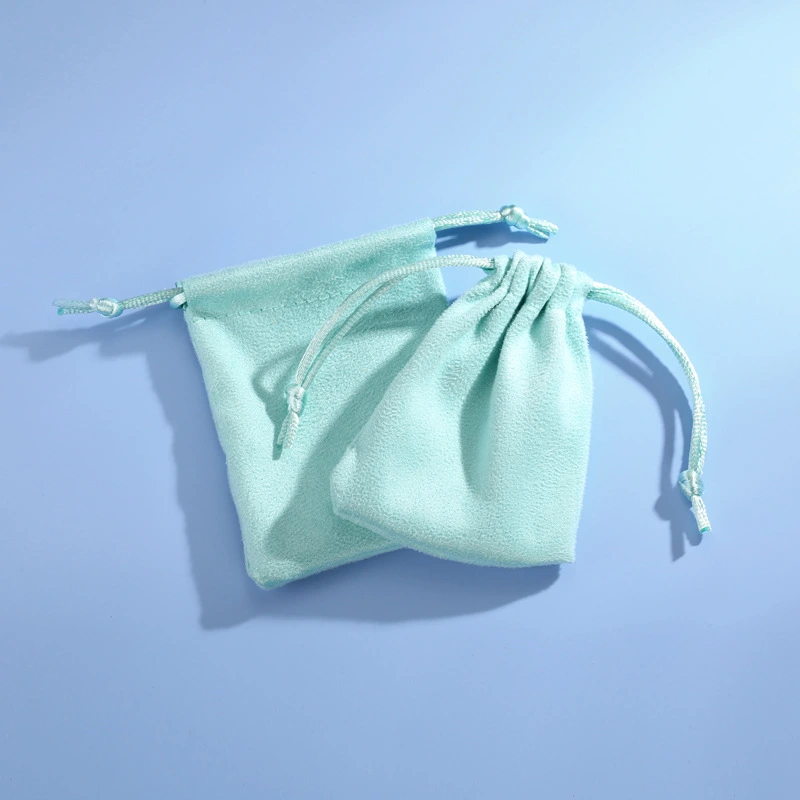 Mint Green High-grade Velvet Cloth Bag, Double-sided Velvet Can Be Used To Hold Bracelets, Beaded Jewelry, Earrings And Earrings